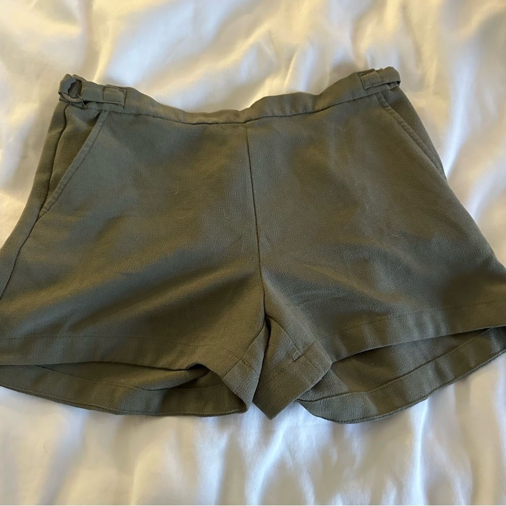 Olive Green High-Waisted Shorts